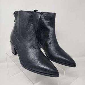 Franco Sarto Leather Boots Womens 8.5 Black Zip Pointed Booties Casual Shoes